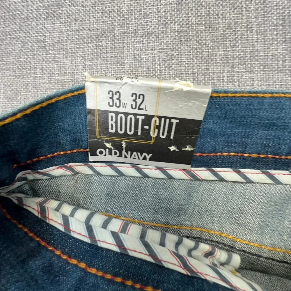 Vintage Old Navy Boot-Cut Jeans Mens 33x32 Blue Denim Cotton Button Fly Y2K NEW